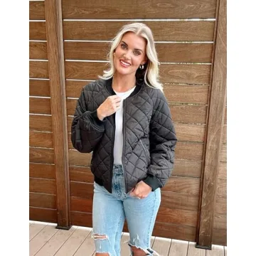 Stylish Zeagoo Women's Lightweight Bomber Jacket with Pockets