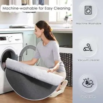 Fluffy Round Rug for Kids Room, 6'X6' Plush Carpet