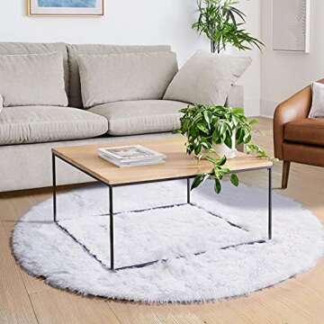 White Round Rug for Bedroom,Fluffy Circle Rug 6'X6' for Kids Room,Furry Carpet for Teen's Room,Shaggy Circular Rug for Nursery Room,Fuzzy Plush Rug for Dorm,White Carpet,Cute Room Decor for Baby