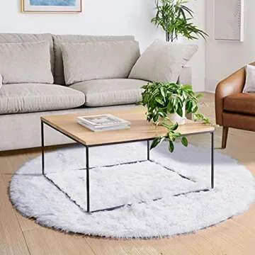 Fluffy Round Rug for Kids Room, 6'X6' Plush Carpet