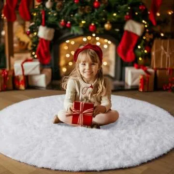 Fluffy Round Rug for Kids Room, 6'X6' Plush Carpet