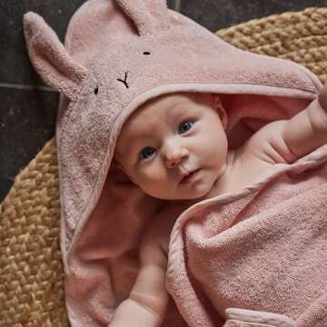 Organic Cotton Baby Bath Towel – Hooded Toddler and Baby Towels for Newborn Girls – Super Soft a...