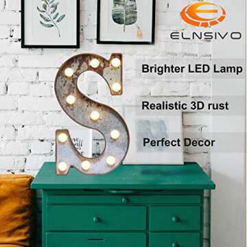 LED Marquee Light Up Letters Industrial Vintage Style Lighted Letters Rust Metal Effect Marquee Lett...