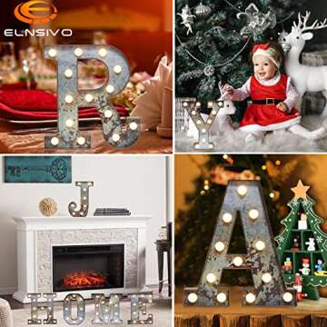 LED Marquee Light Up Letters Industrial Vintage Style Lighted Letters Rust Metal Effect Marquee Letter with Lights Illumination Letter Signs for Christmas Wedding Birthday Party Home Cafe Bar Decor-S