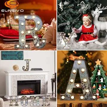 LED Marquee Light Up Letters Industrial Vintage Style Lighted Letters Rust Metal Effect Marquee Letter with Lights Illumination Letter Signs for Christmas Wedding Birthday Party Home Cafe Bar Decor-S