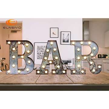 LED Marquee Light Up Letters Industrial Vintage Style Lighted Letters Rust Metal Effect Marquee Letter with Lights Illumination Letter Signs for Christmas Wedding Birthday Party Home Cafe Bar Decor-S