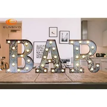 LED Marquee Light Up Letters Industrial Vintage Style Lighted Letters Rust Metal Effect Marquee Letter with Lights Illumination Letter Signs for Christmas Wedding Birthday Party Home Cafe Bar Decor-S