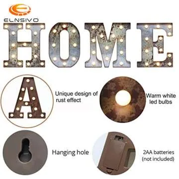LED Marquee Light Up Letters Industrial Vintage Style Lighted Letters Rust Metal Effect Marquee Letter with Lights Illumination Letter Signs for Christmas Wedding Birthday Party Home Cafe Bar Decor-S