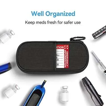 Gelozid Insulin Pen Cooler Travel Case Diabetic Medication Insulated Cool Organizer with 2 Reusable Ice Packs for Insulin Pen and Other Diabetic Supplies, for the Daily Life and Trip(Black)