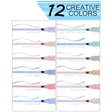 LivDeal 12 Packs Aesthetic Highlighters, Assorted Colors With Soft Chisel Tip,No Bleed Bible Highlighter Pastel, Cute Highlighters