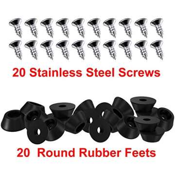 20 Pieces Soft Cutting Board Rubber Feet with Stainless Steel Screws, 0.28 x 0.59 (hd), Soft, Non Sl...