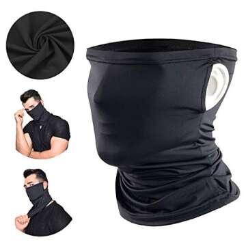 Jjyee Neck Gaiter Balaclava Bandana Headwear, Ice Silk Cooling Sports Face Scarf for Dust Outdoors