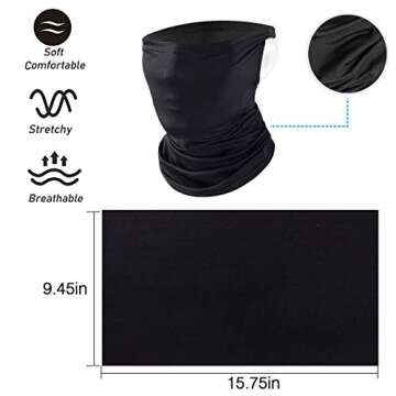 Jjyee Neck Gaiter Balaclava Bandana Headwear, Ice Silk Cooling Sports Face Scarf for Dust Outdoors