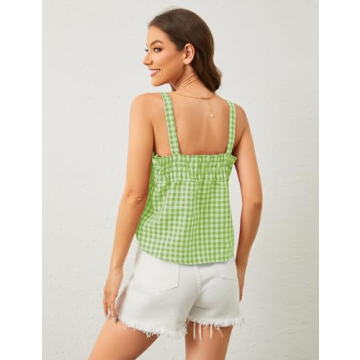 MISSACTIVER Summer Plaid Tie Front Crop Tank Top