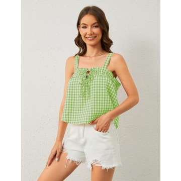 MISSACTIVER Summer Plaid Tie Front Crop Tank Top