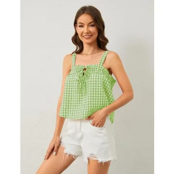 MISSACTIVER Summer Plaid Tie Front Crop Tank Top