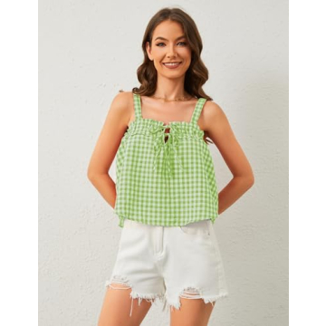 MISSACTIVER Summer Plaid Tie Front Crop Tank Top
