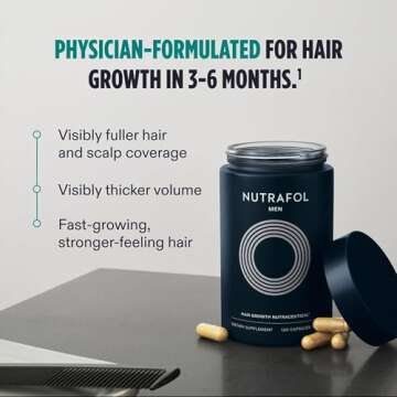 Nutrafol Men's Hair Growth Supplements, Clinically Tested for Visibly Thicker Hair and Scalp Coverag...