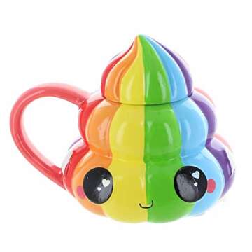 Seven20 Rainbow Emoji Coffee Mug, 20oz - Funny Cute Poop Swirl Design with Lid - Great Gift for Kids...