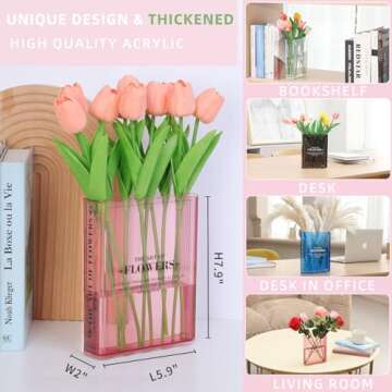 Book-Shaped Flower Vase, Book Lovers Gifts, Pink Vases for Wedding Decor Centerpieces & Must-Have fo...