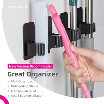 DOMAXCAI 4 Pack Broom Holder for Efficient Home Organization
