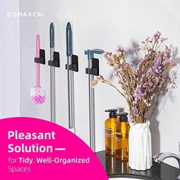 DOMAXCAI 4 Pack Broom Holder for Efficient Home Organization