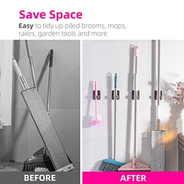 DOMAXCAI 4 Pack Broom Holder for Efficient Home Organization
