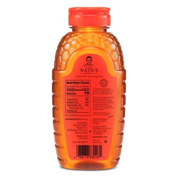 Nate's Pure Raw Honey - 16 oz Squeeze Bottle