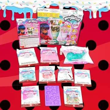 Miraculous Ladybug Sprinkles n' Slimy Kit - DIY Milkshake Slime with Milkshake Cup, Molds, Slime, To...