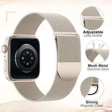 ZALAVER Metal Band Compatible with Apple Watch Bands 38mm 40mm 41mm 42mm 46mm 44mm 45mm 49mm Women Men,Adjustable Magnetic Stainless Steel Mesh Strap for iWatch Ultra/Ultra 2,Series 10 9 8 7 6 5 4 3 2 1 SE