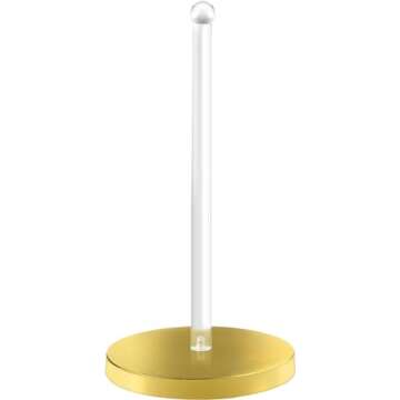 Modern Paper Towel Holder for Countertop, Acrylic and Gold Weighted Base Paper Towel Holder for Kitchen Countertop Decor