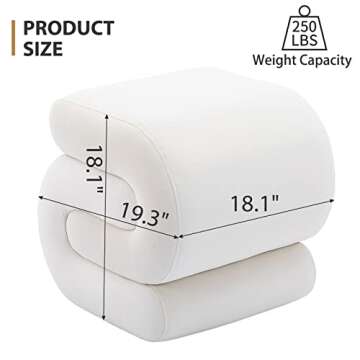 CALABASH Modern Foot Stool Ottoman,S-Shaped Velvet Vanity Stool,Upholstered Sofa Footrest Extra Seating Pouf for Bedroom,Entryway,Living Room(White)