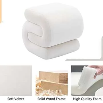 CALABASH Modern Foot Stool Ottoman,S-Shaped Velvet Vanity Stool,Upholstered Sofa Footrest Extra Seating Pouf for Bedroom,Entryway,Living Room(White)