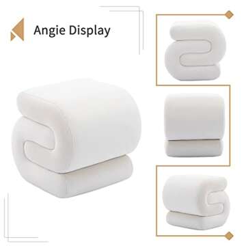 CALABASH Modern Foot Stool Ottoman,S-Shaped Velvet Vanity Stool,Upholstered Sofa Footrest Extra Seating Pouf for Bedroom,Entryway,Living Room(White)