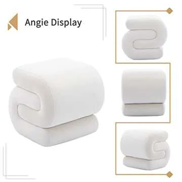 CALABASH Modern Foot Stool Ottoman,S-Shaped Velvet Vanity Stool,Upholstered Sofa Footrest Extra Seating Pouf for Bedroom,Entryway,Living Room(White)