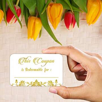 PARTH IMPEX 50 Blank Coupon Cards - Redeem Gift Voucher for Present, Love Coupons for Husband Wife, Blank Gift Certificates, Christmas Valentine Couples Coupons Book for Him, Her, Boyfriend