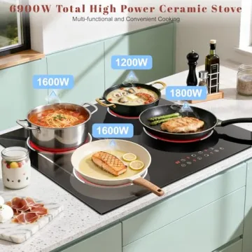 Traenvir 24 Inch Electric Cooktop Built-in, 4 Burner Electric Stove with 6900W Total High Power, 24"...