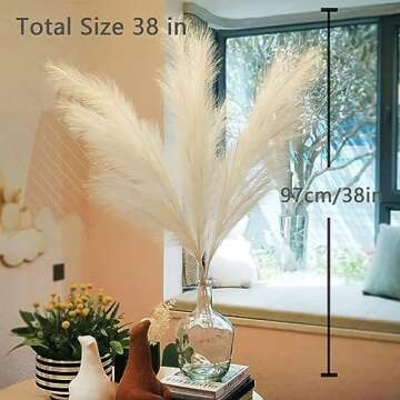 Wttisel 10 Stems Pampas Grass Decor - 38'' Easy Maintenance Luxury Home Accent