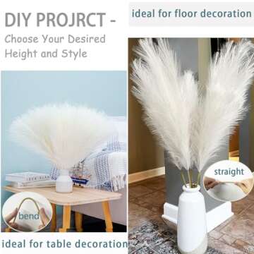 Wttisel 10 Stems Faux Pampas Grass Decor - Elegant Boho Decor