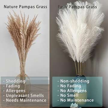 Wttisel 10 Stems Faux Pampas Grass Decor - Elegant Boho Decor