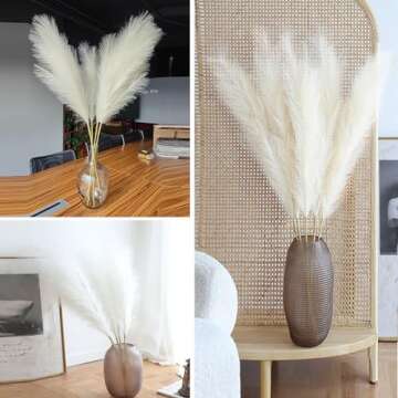 Wttisel 10 Stems Faux Pampas Grass Decor - Elegant Boho Decor
