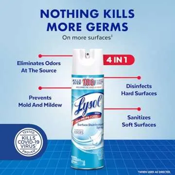 Lysol Disinfectant Spray, Household Essential Cleaning Supplies, Multi-Purpose Room Spray, Antibacterial and Sanitizer Spray, Upholstery Deodorizer, Home and Bathroom,Crisp Linen,12.5 fl oz(pack of 1)