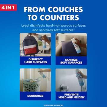 Lysol Disinfectant Spray, Household Essential Cleaning Supplies, Multi-Purpose Room Spray, Antibacterial and Sanitizer Spray, Upholstery Deodorizer, Home and Bathroom,Crisp Linen,12.5 fl oz(pack of 1)