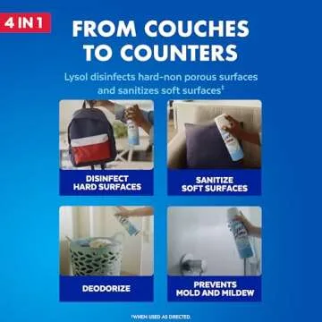 Lysol Disinfectant Spray, Household Essential Cleaning Supplies, Multi-Purpose Room Spray, Antibacterial and Sanitizer Spray, Upholstery Deodorizer, Home and Bathroom,Crisp Linen,12.5 fl oz(pack of 1)