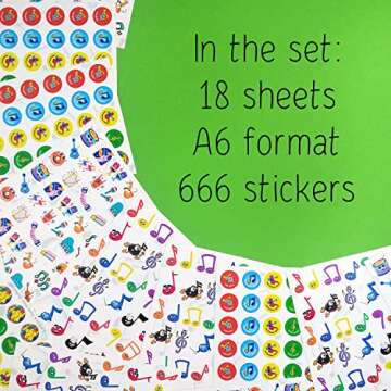 Small Music Stickers for Kids, Stickers Music Notes, Music Decals for Music Notebook, Gifts for Kids...