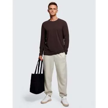 CRZ YOGA Mens Long Sleeve Basic Shirts Moisture Wicking Workout Tops Casual Crewneck Comfort T-Shirt Hot Fudge Brown XX-Large