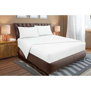 ROYALE LINENS 4 Piece King Sheets Set - Soft Brushed 1800 Microfiber Bedding - 1 Fitted, 1 Flat Sheet, 2 Pillow Cases - Wrinkle Free & Fade Resistant - Hotel Luxury Bed Sheets (Stripe White, King)