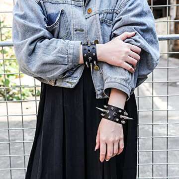 Gothic Choker & Bracelet Set for Punk Rock Enthusiasts