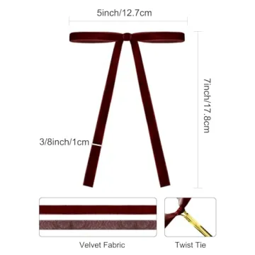 Burgundy Velvet Christmas Tree Bows - 24 Pcs