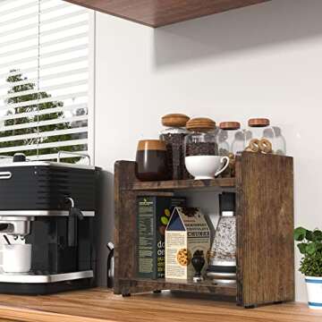 Giikin Rustic Kitchen Countertop Organizer - 2 Tier Spice Rack
